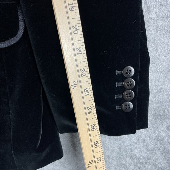 Tre Vero Loro Piana Velvet Blazer Sport Coat Jacket Mens XL 42R Black Peak Lapel - Picture 11 of 16